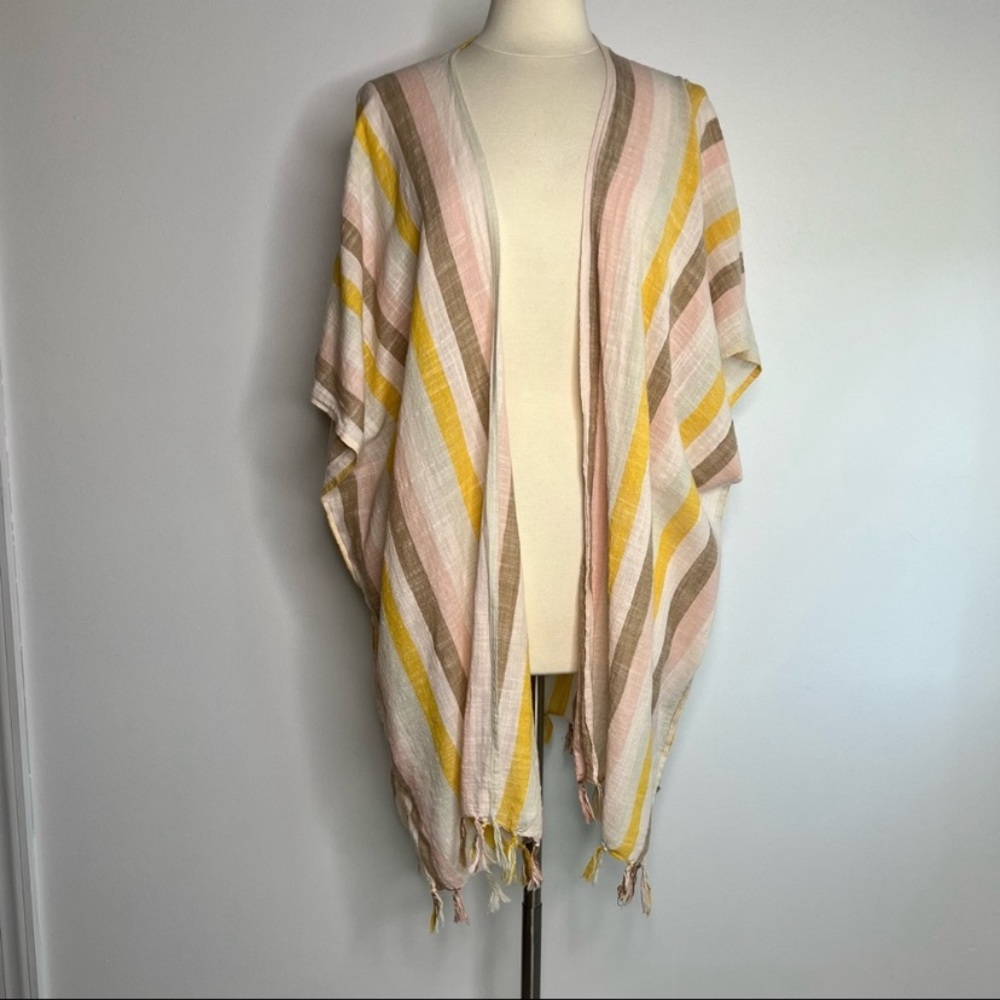 Swim cover by aerie one size open front pink tan yellow and white